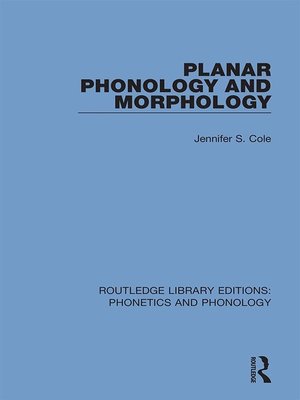 cover image of Planar Phonology and Morphology